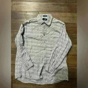 Stafford Button Down Plaid Long Sleeve Shirt Regular Fit Size 16 1/2 32/33